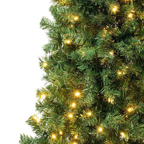 National Tree Company 4.5 ft. Prelit Artificial Linden Spruce Wrapped Tree 150 Warm White LED Lights