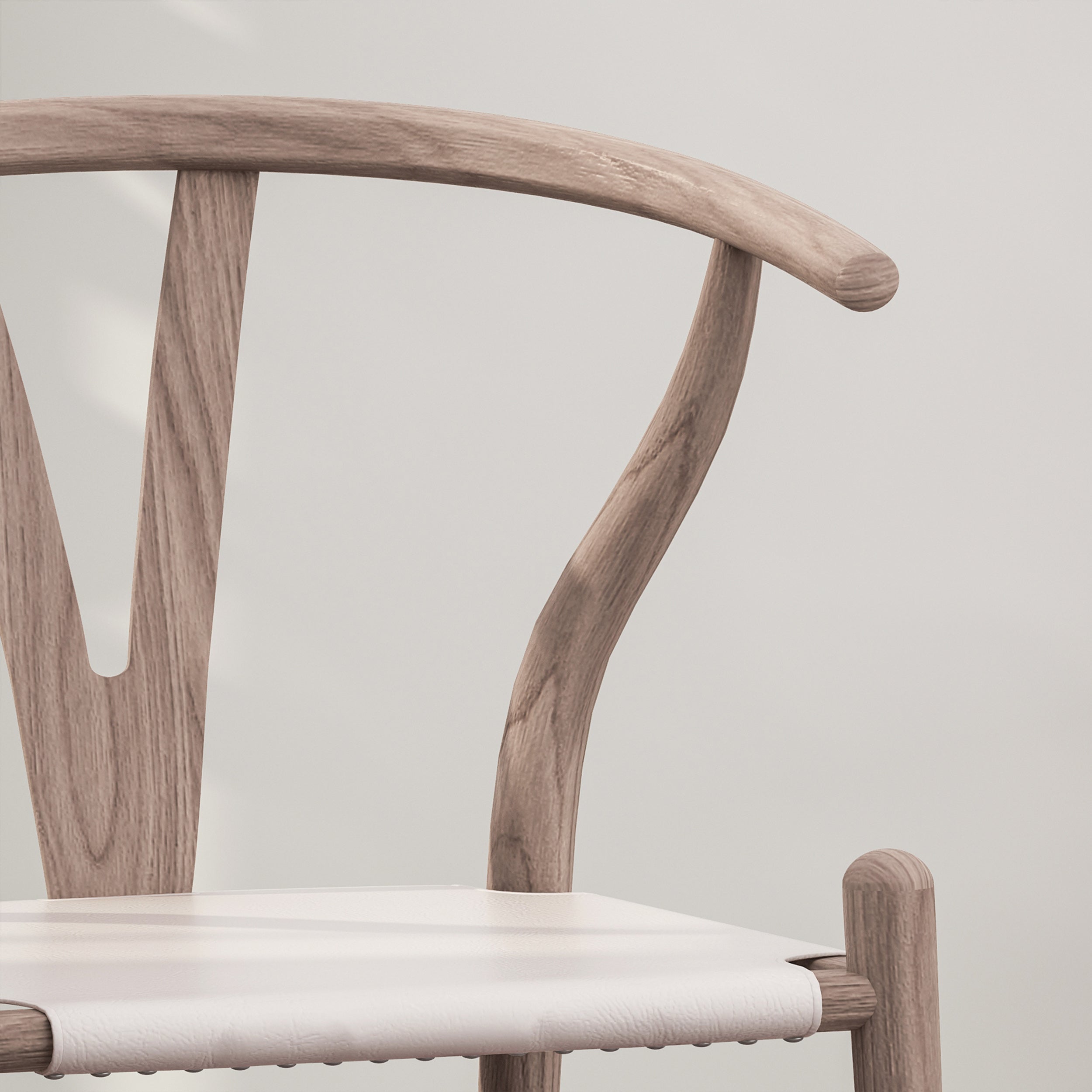 Quince Rustic Faux Leather and Elm Wood Wishbone Chair