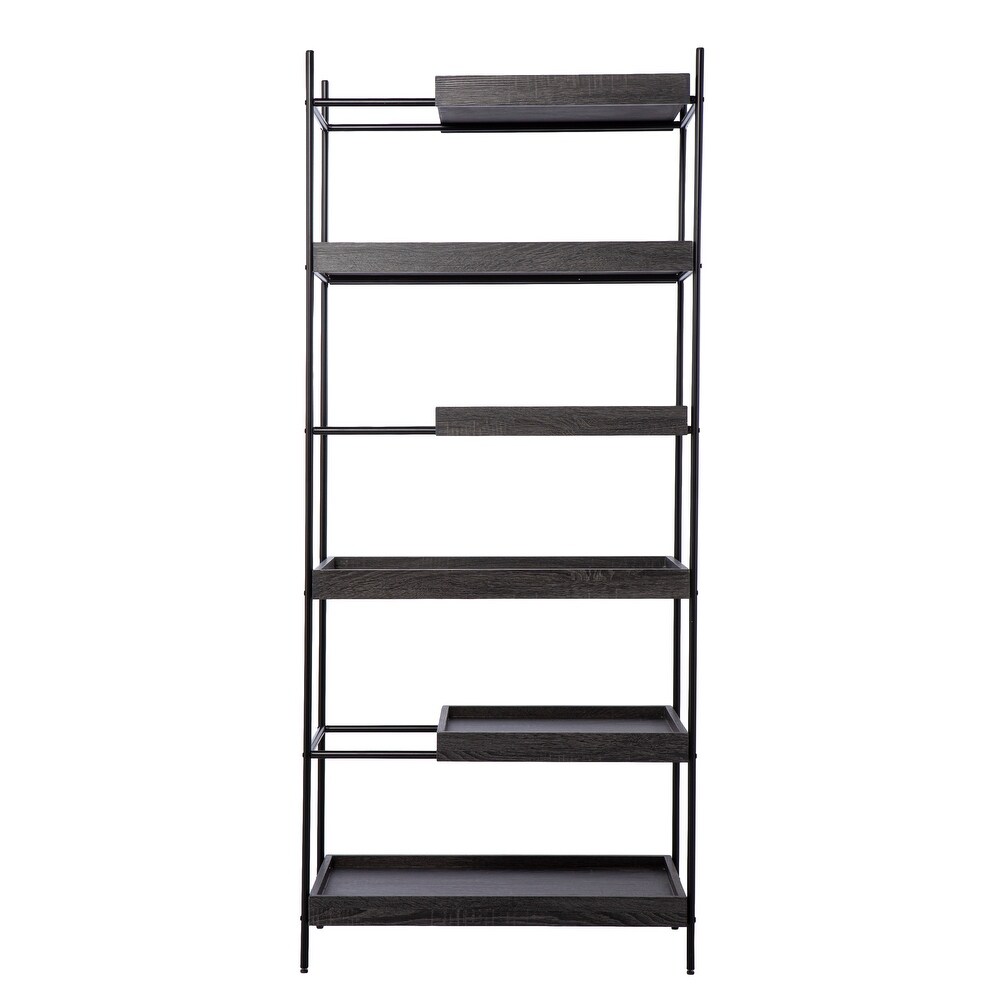 SEI Furniture Demille Contemporary Black Wood Etagere