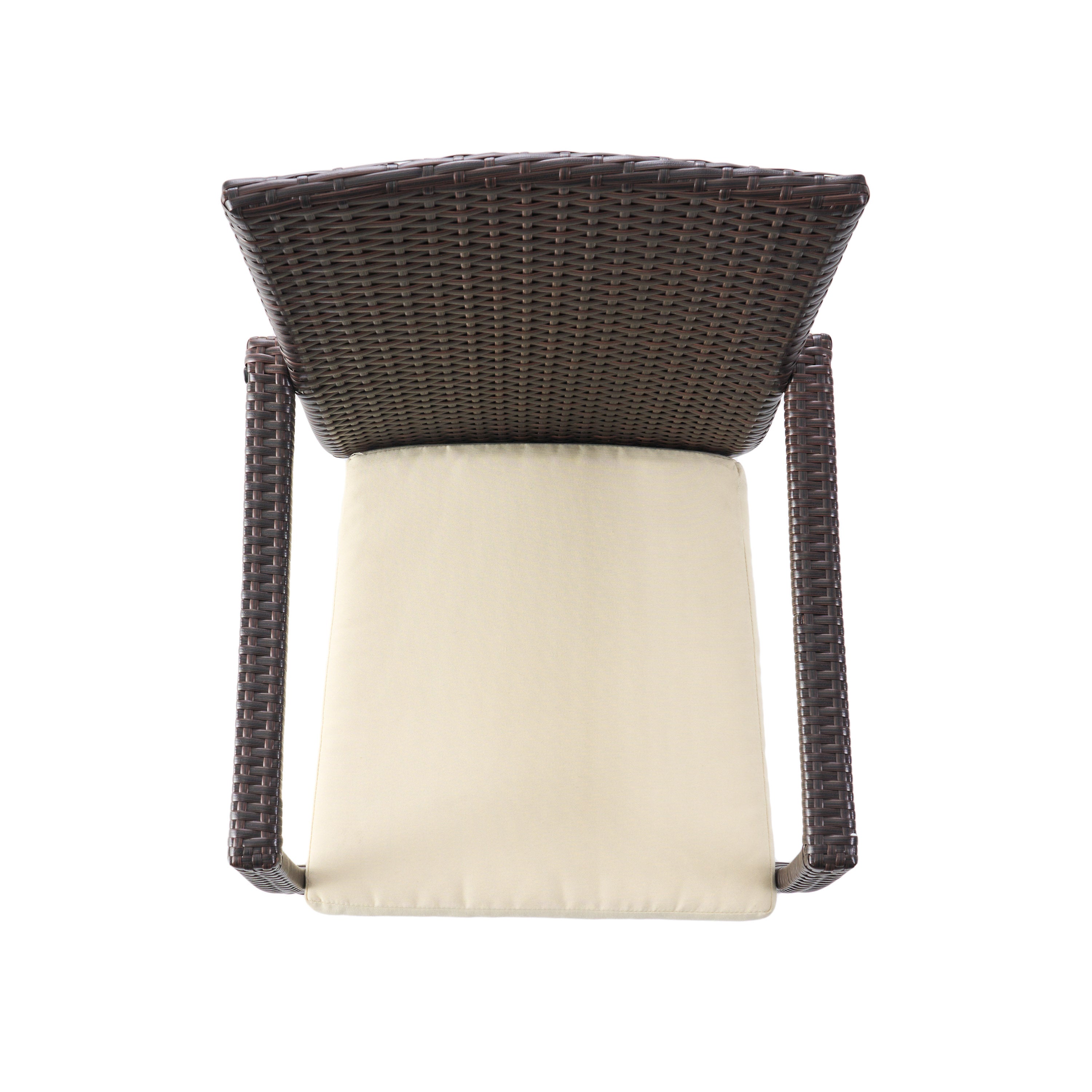 Melba Outdoor Brown Wicker Dining Chair with Beige Cushion (Set of 2)