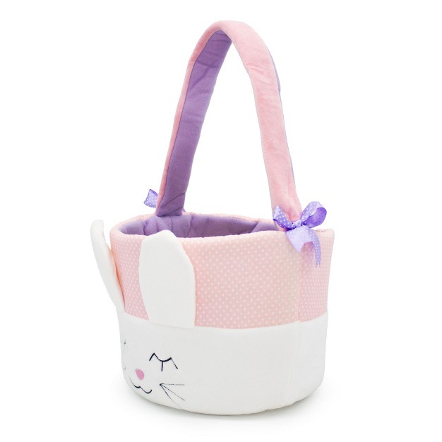 Plush Easter Bunny Baskets For Kids With Handles White Plushible