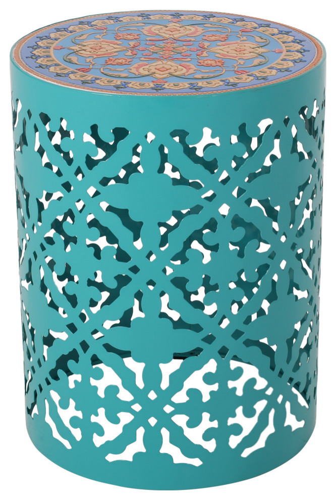 Will Indoor Lace Cut Side Table With Tile Top   Mediterranean   Side Tables And End Tables   by GDFStudio  Houzz