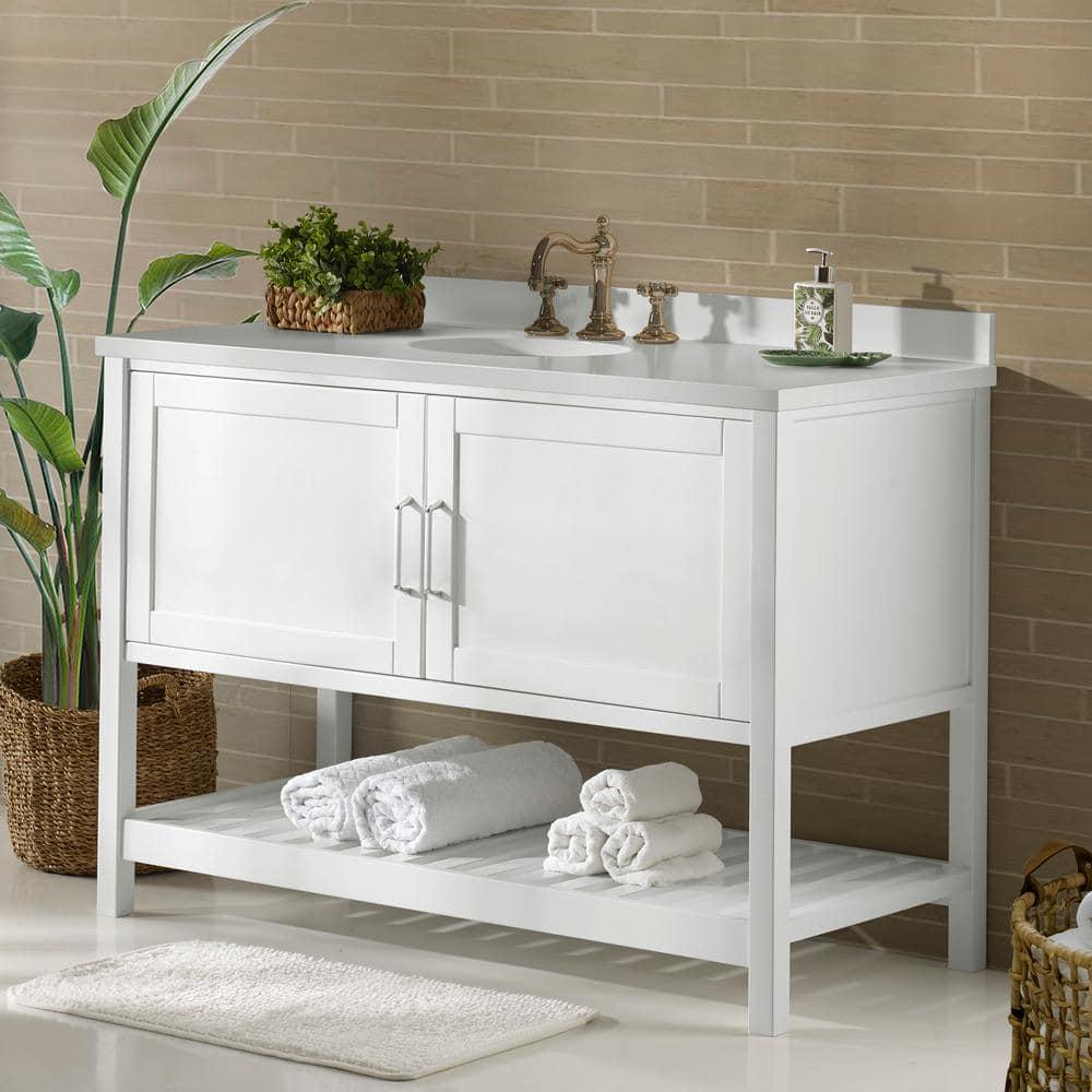 Alaterre Furniture Bennet 48 in W x 21 in D x 34 in H Bath Vanity Cabinet without Top in White