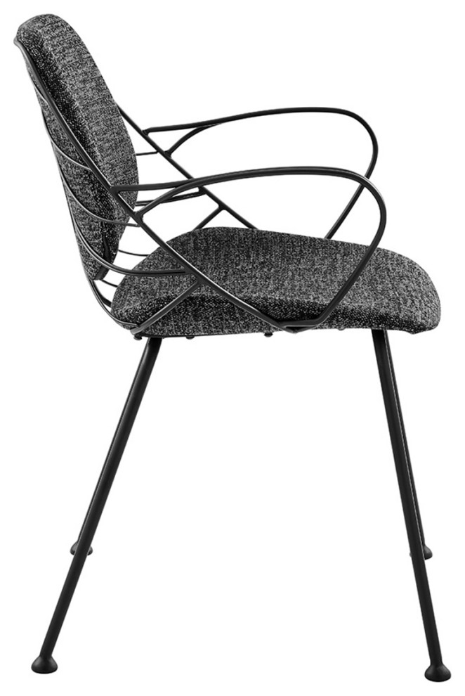 Linnea Armchair  Matte Black Frame and Legs  Set of 2   Midcentury   Dining Chairs   by Euro Style  Houzz