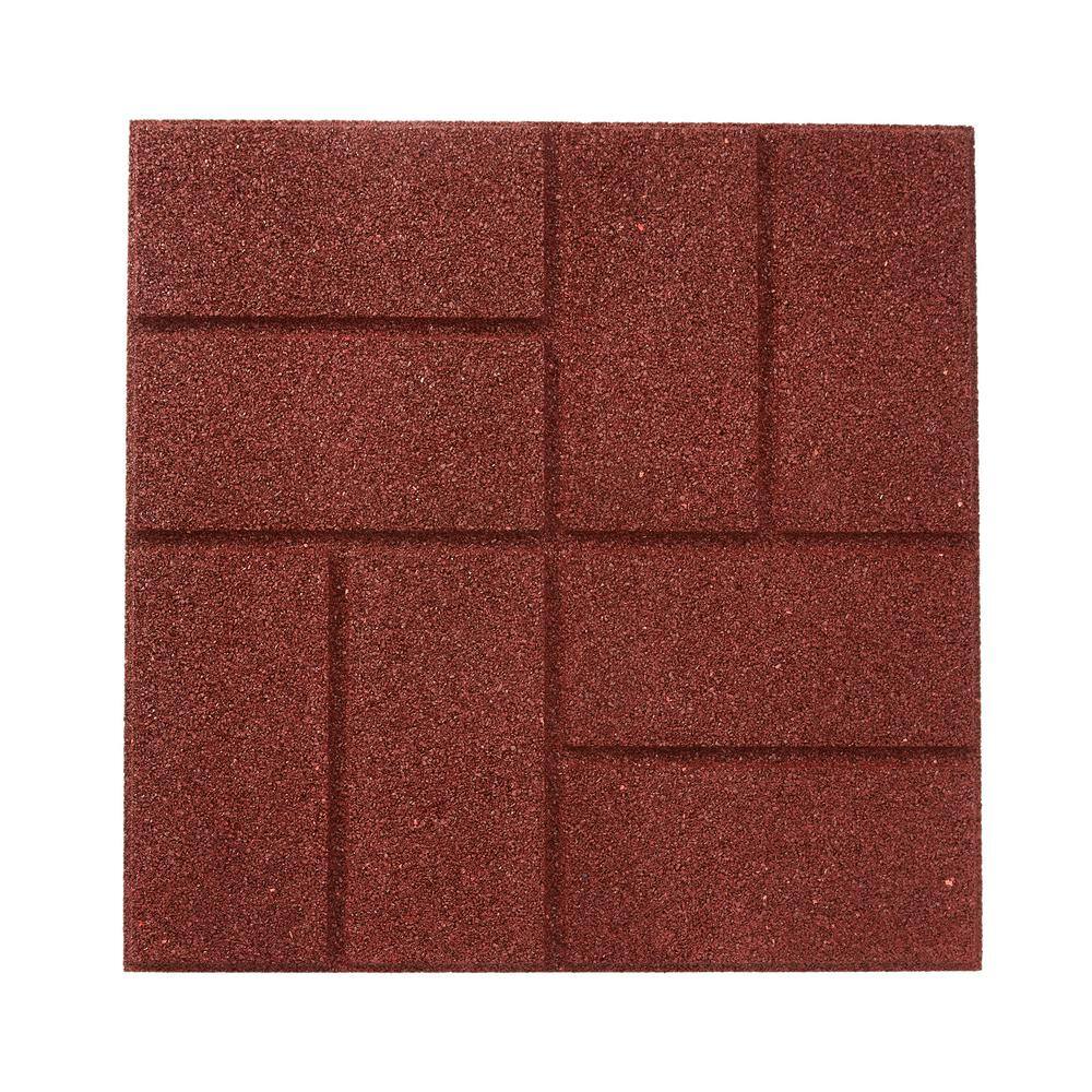 Rubberific 16 in. x 16 in. Red Dual-Sided Rubber Paver (9-Pack) DCPVRD9