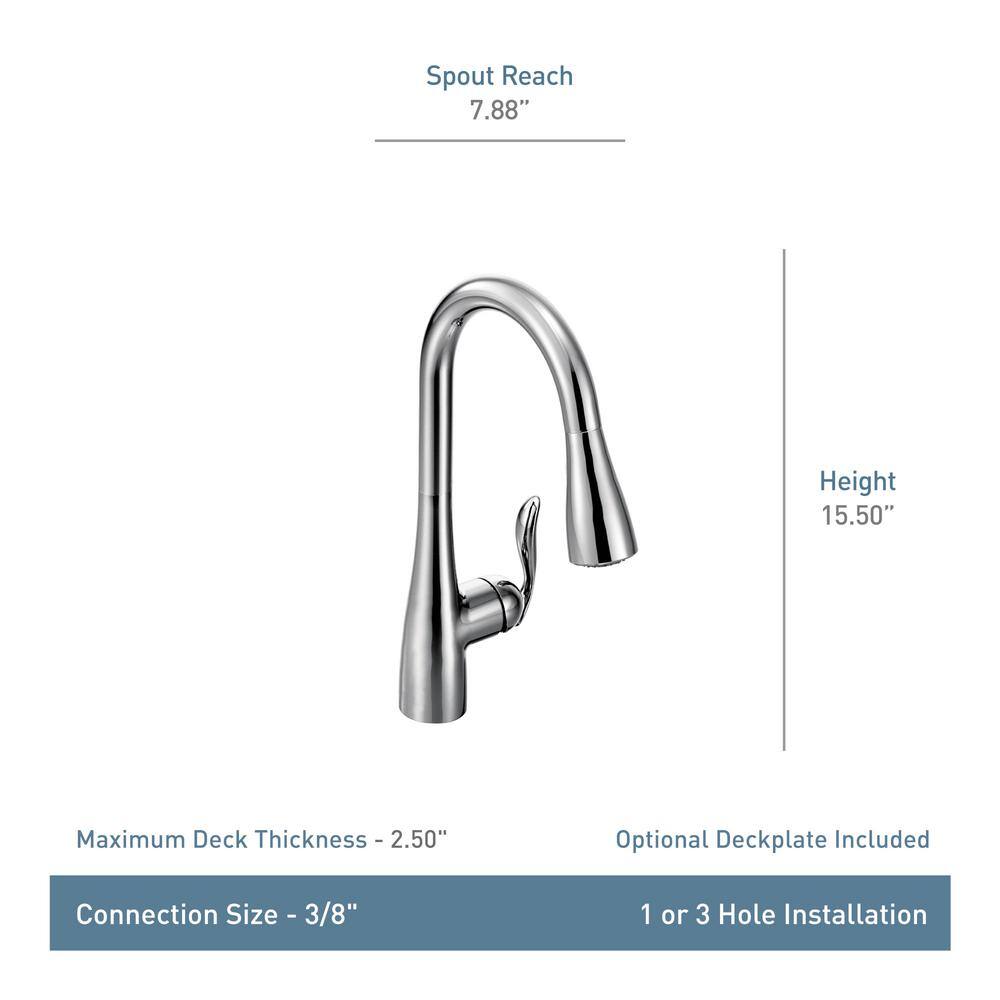 MOEN Arbor Single-Handle Pull-Down Sprayer Kitchen Faucet with Power Boost in Spot Resist Stainless 7594SRS