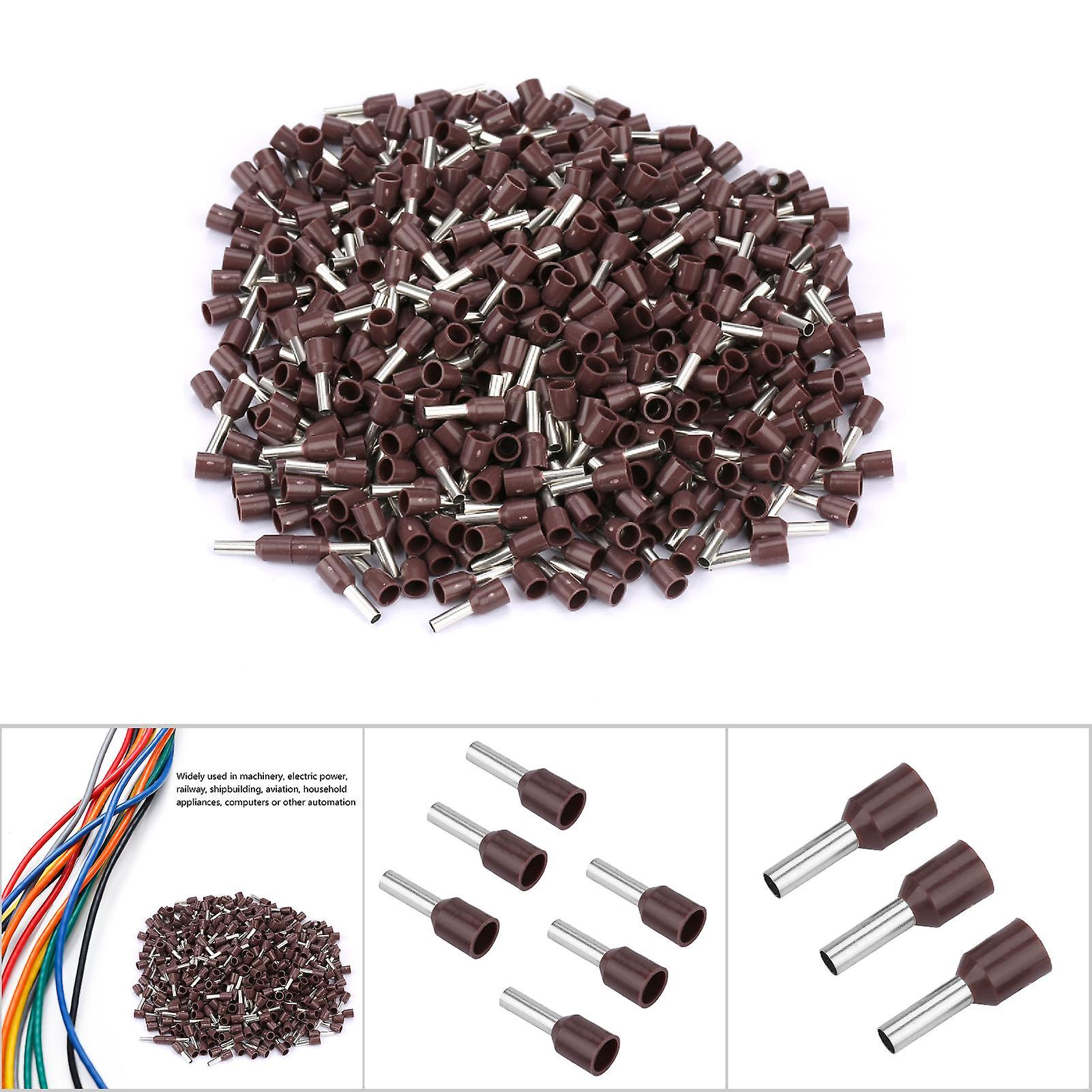 500pcs/set E2508 Cold Pressed Terminal Tubes Insulated Terminals Cable Connector(brown)