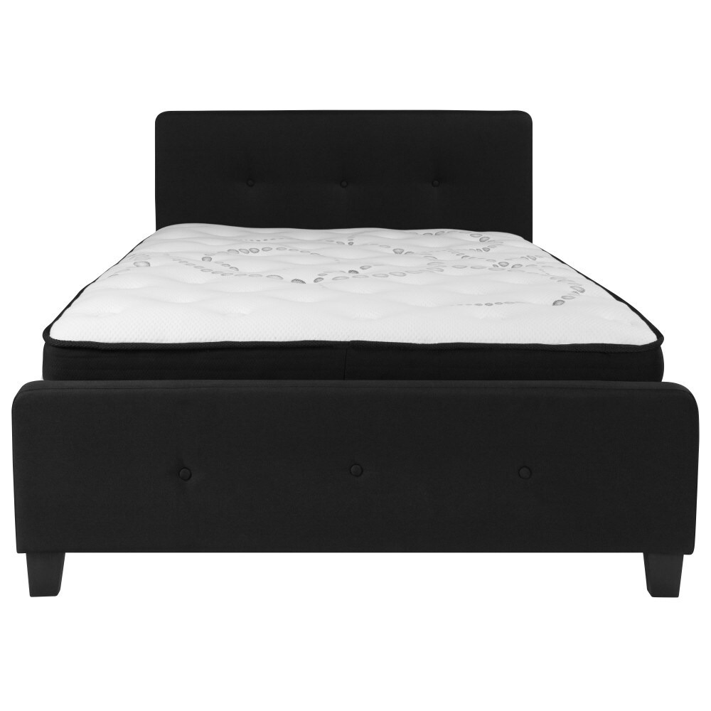 Button Tufted Upholstered Platform Bed with Pocket Spring Mattress