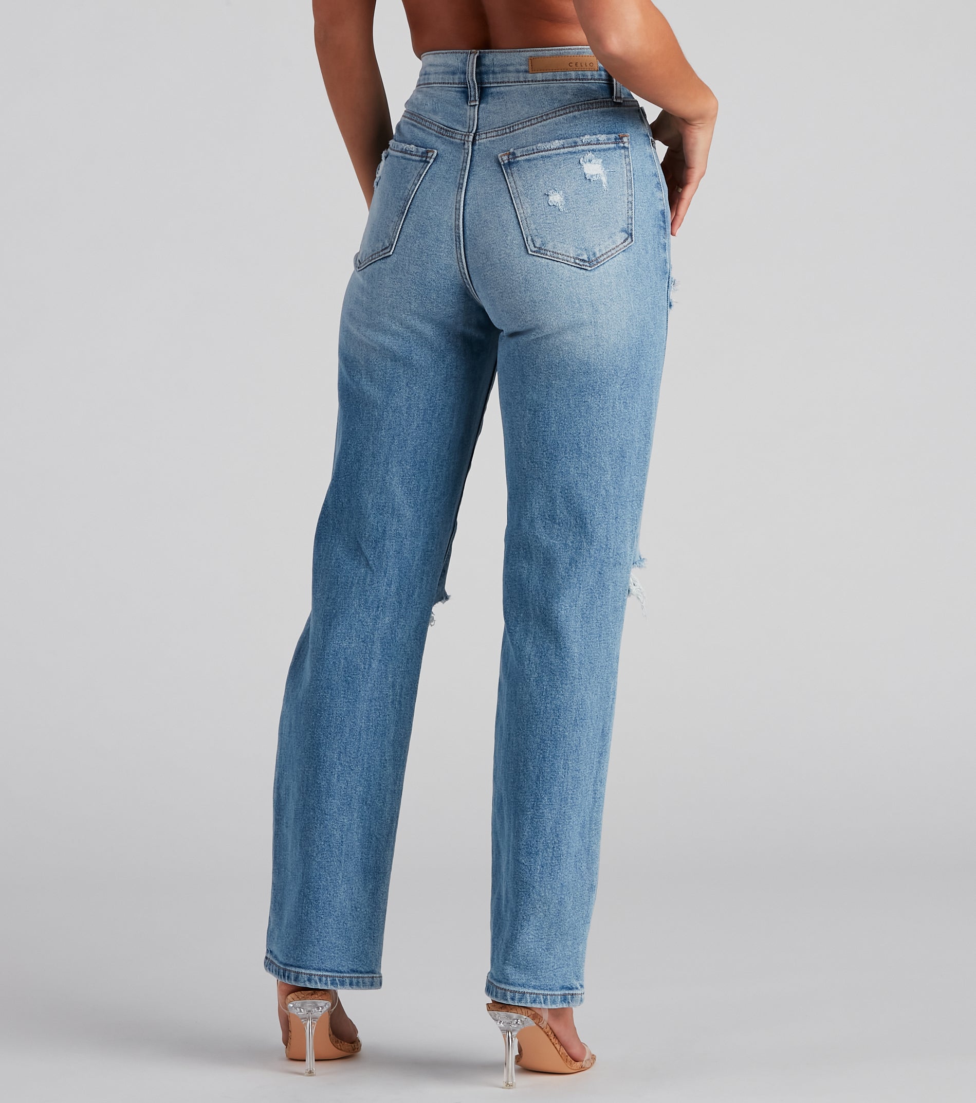 High Rise Distressed Boyfriend Jeans