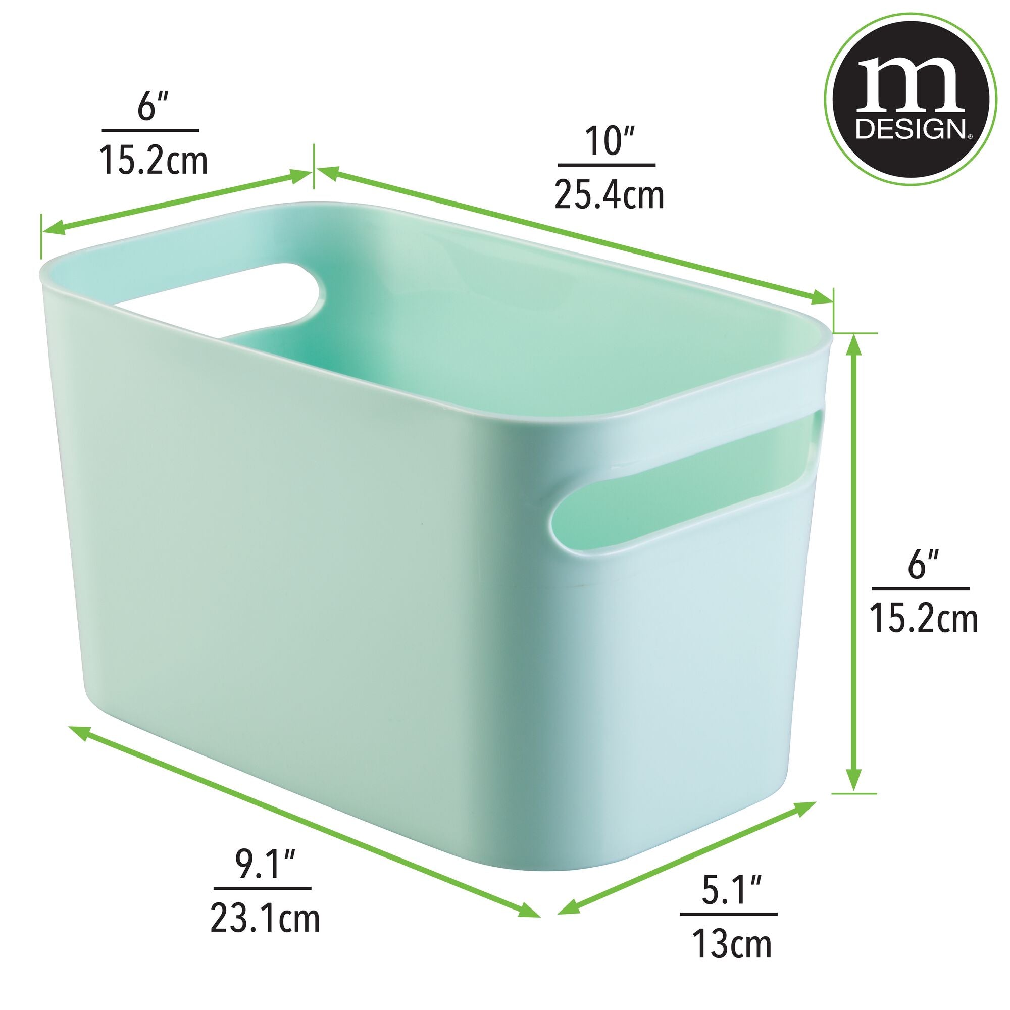 mDesign Deep Plastic Bathroom Vanity Storage Bin with Handles - Organizer for Hand Soap， Body Wash， Shampoo， Lotion， Conditioner， Hand Towel， Hair Brush， Mouthwash - 10