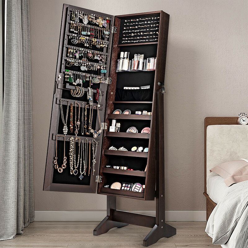 Standing Jewelry Armoire Cabinet With Full Length Mirror