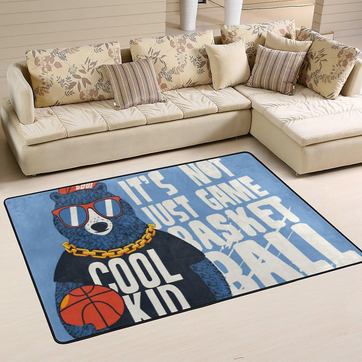 Colourlife Lightweight Carpet Mats Area Soft Rugs Floor Mat Doormat Decoration For Rooms Entrance 36 X 24 Inches Cool Basketball Bear