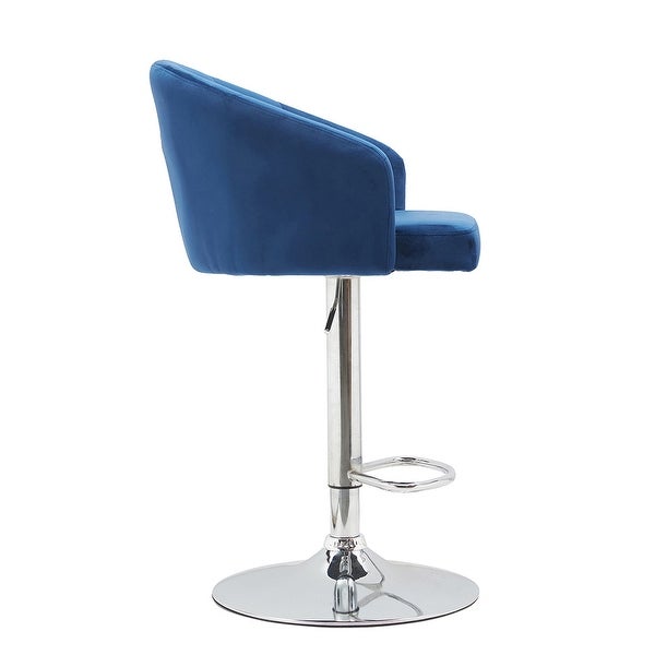 Velvet Bar Stool with Backrest and Footrest， Counter Height Bar Chair