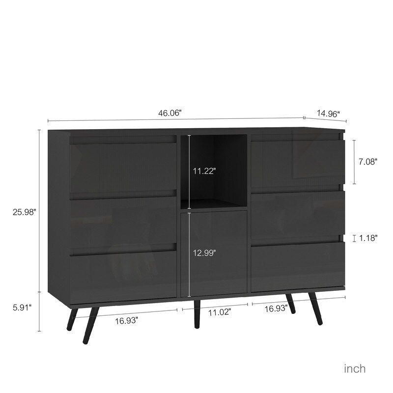 High Gloss Cupboard Buffet Sideboard Storage Cabinet with LED Light