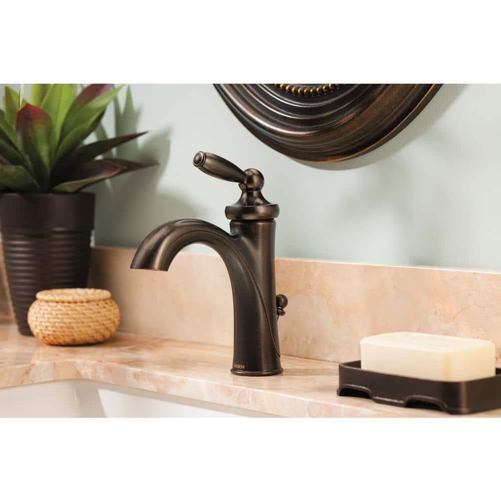 MOEN Brantford SingleHandle Single Hole HighArc Bathroom Faucet in Oil Rubbed Bronze