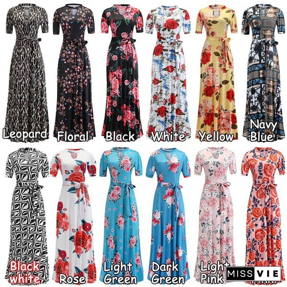 New Women's Party Dress Print Beach Skirt Spring Summer Elegant Dress Plus Size S-5xl