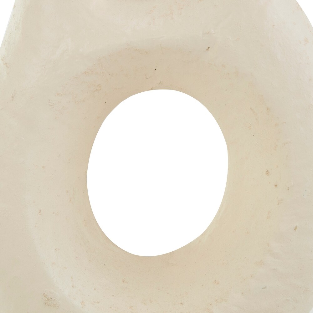 Beige Paper Mache Abstract Rounded Vase with Double Openings