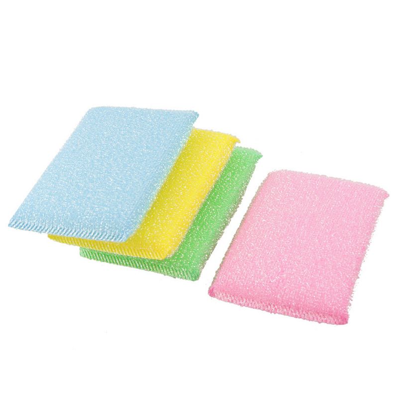 4 Pcs Assorted Color Scrub Sponge Padded Dish Pad Bowl Cup Cleaner