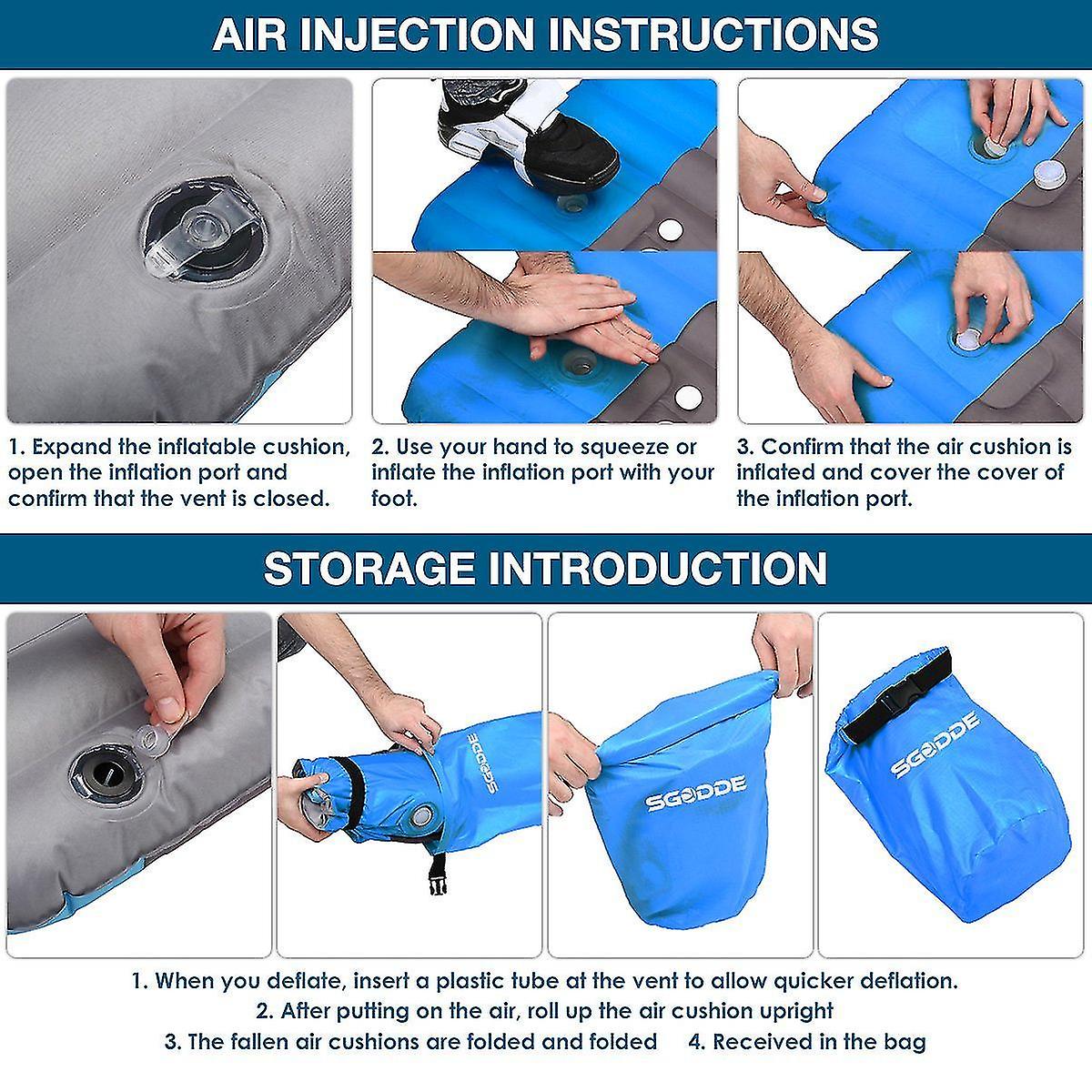 Inflatable Camping Sleeping Pad， Ultralight Sleeping Mat， Blue