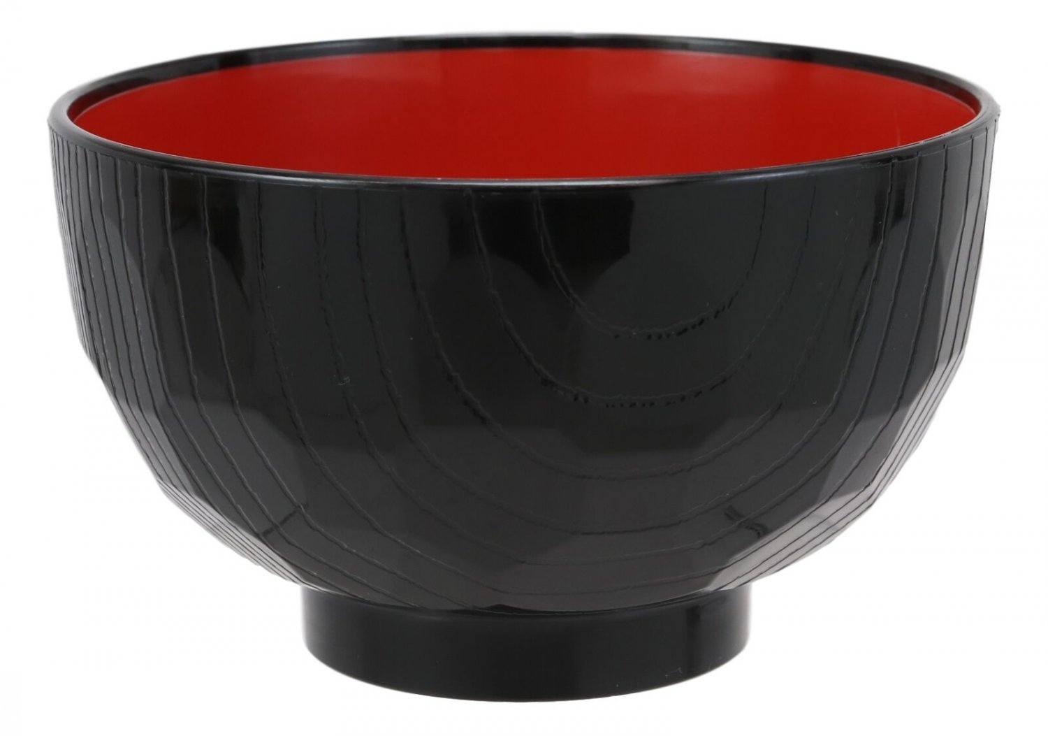 1 Black Red Lacquer Copolymer Plastic Rice Bowl Beehive Pattern EBR02