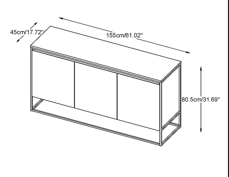 RIVOLI Sideboard Buffet 155cm -  Smoked Oak / Black