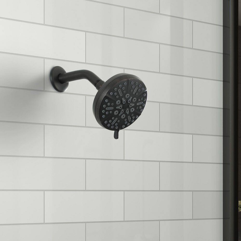 Tahanbath 5-Spray Patterns with 2.5 GPM 5 in. Wall Mount Rain Fixed Shower Head in Oil Rubbed Bronze WF-TWSHA015-5ORB-KXC