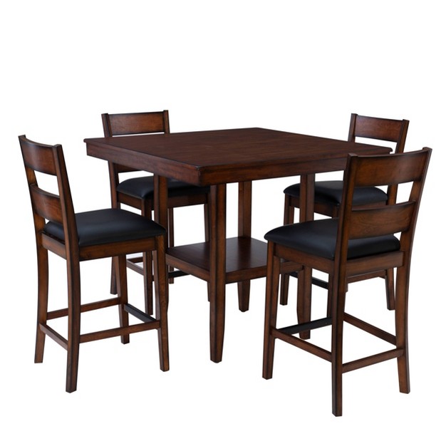 5pc Pamela Solid Wood Counter Height Dining Set Dark Cherry Powell