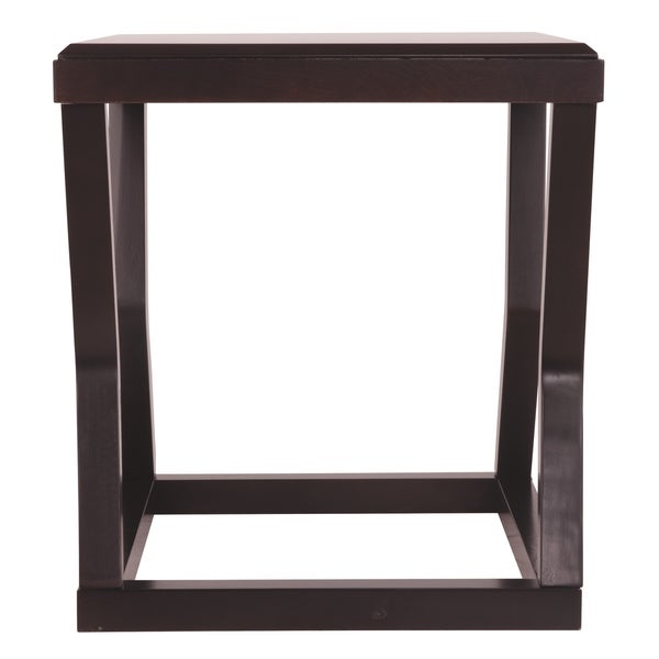 Wooden End Table With Rectangular Top and Sturdy Angular Legs， Brown