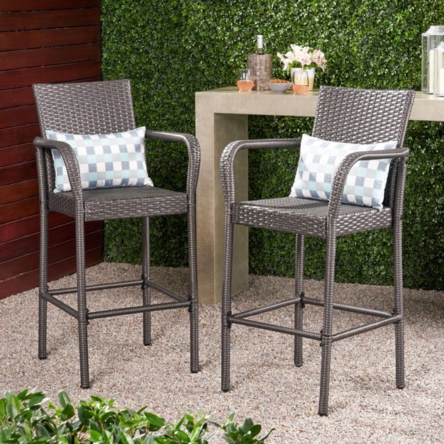 Delfina Set Of 2 Wicker Barstool Christopher Knight Home