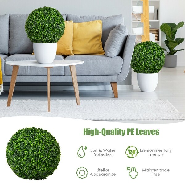 2 Pieces Artificial Boxwood Topiary UV Protected Indoor Outdoor Balls