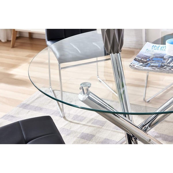 35.4 inch Tempered Glass Round Dining Table