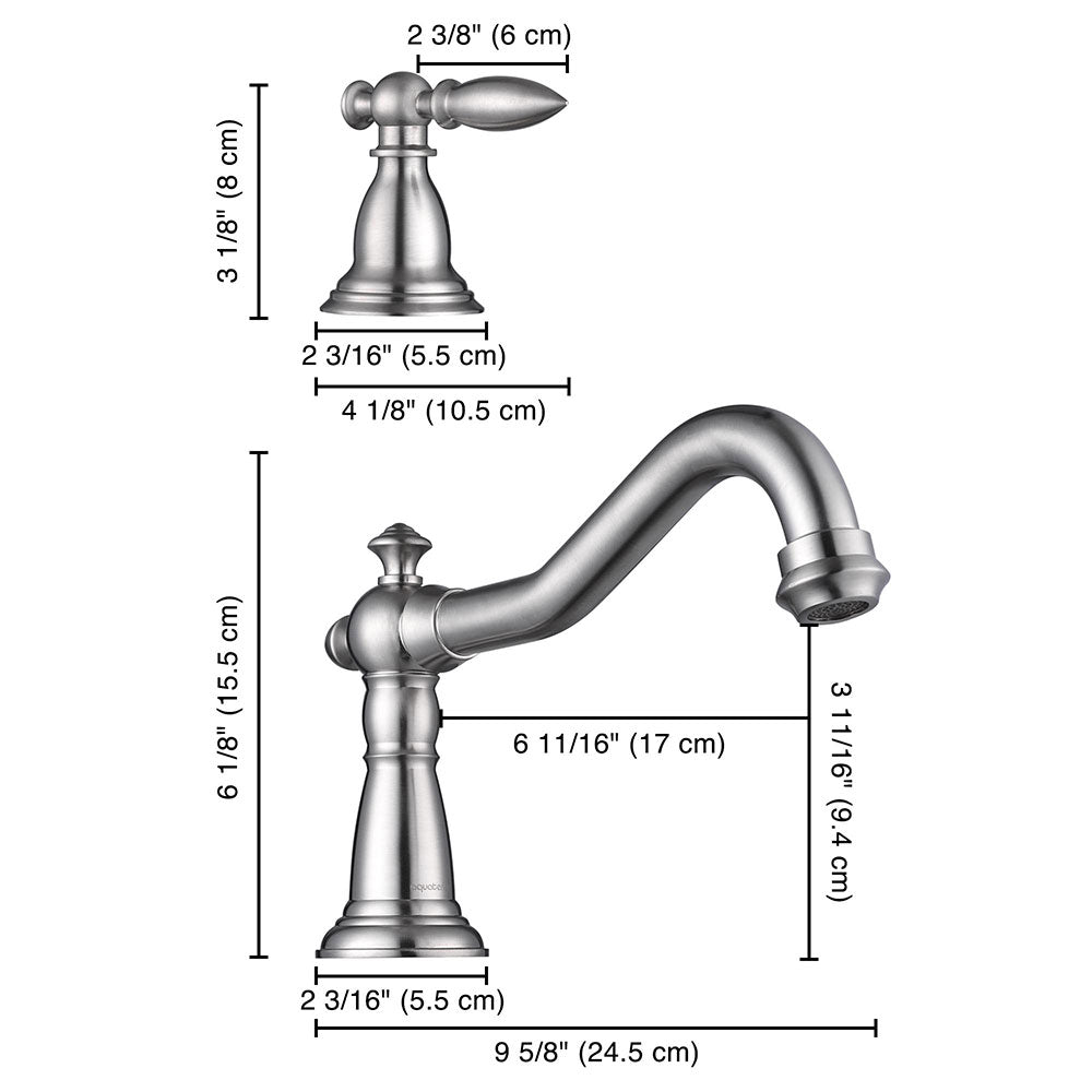 Aquaterior Widespread Faucet 3-Hole 2-Handle Cold Hot 6