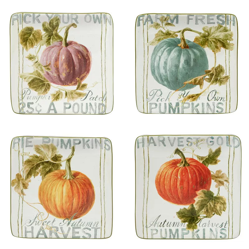 Certified International Autumn Harvest 4-pc. Square Canape Plate Set