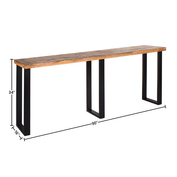 Kanda Mango Wood Modern Dining Console Table with Iron Base