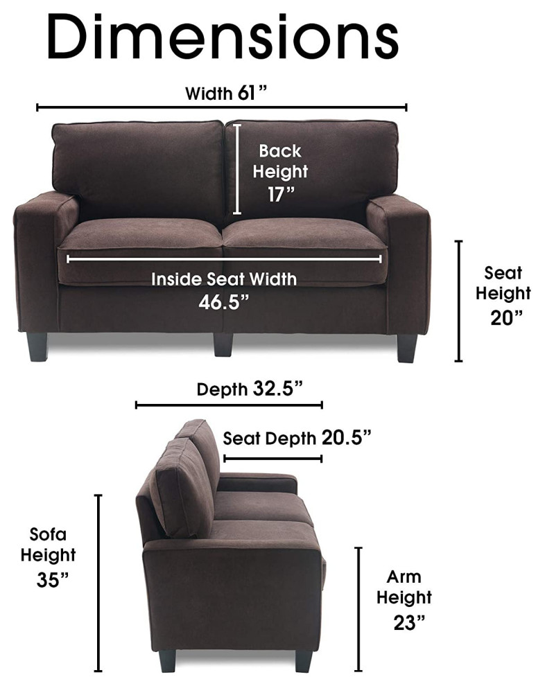 Modern Loveseat  Tapered Legs and Cushioned Seat With Track Arms   Transitional   Loveseats   by Decor Love  Houzz