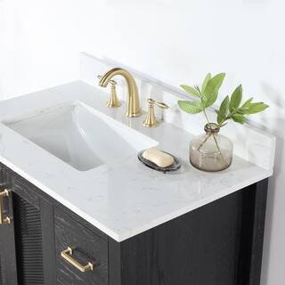 Altair Hadiya 36 in. W x 22 in. D x 34 in. H Bath Vanity in Black Oak with Carrara White Composite Stone Top 542036-BO-AW-NM