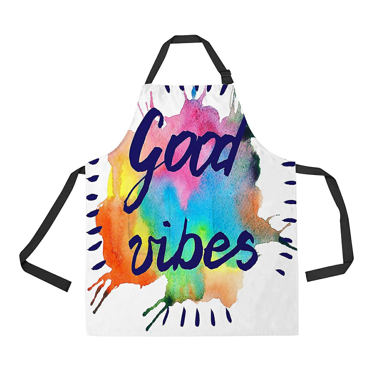 Good Vibes Raster Apron Home Kitchen Apron With Pockets