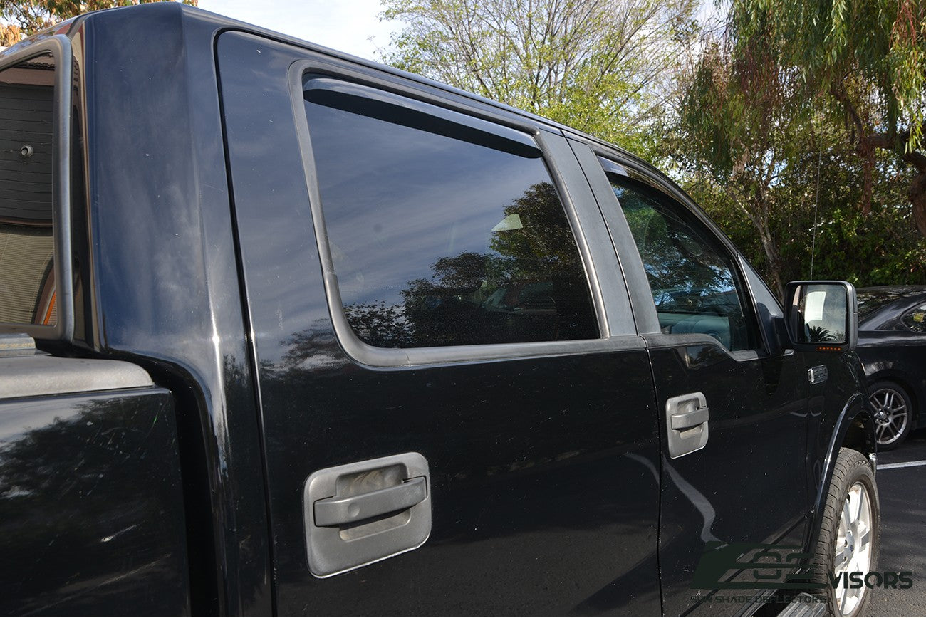 Extreme Online Store EOS Visors in-Channel Style Side Vents Rain Guard Window Deflectors for 2004-2008 Ford F-150 Crew Cab Models