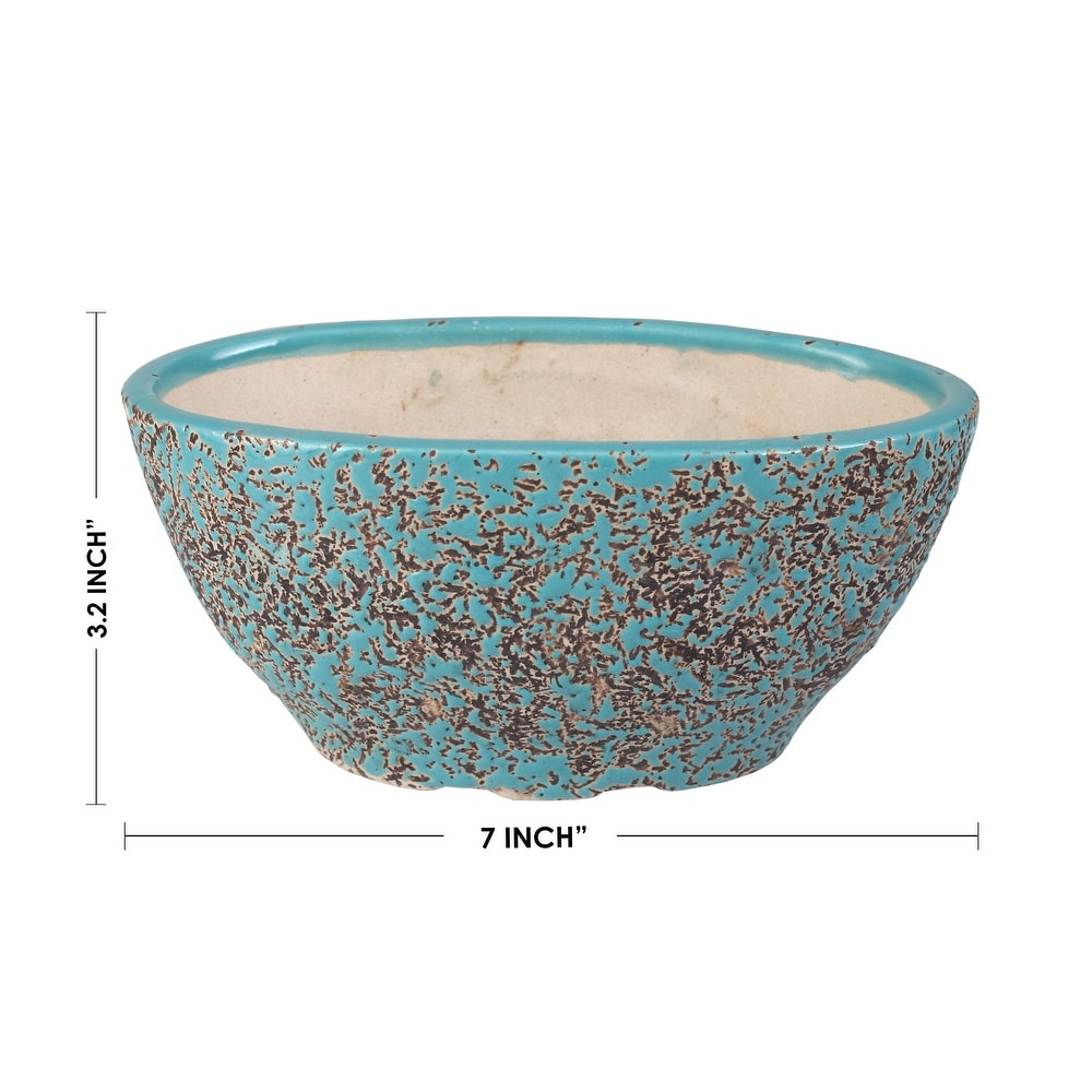 Tillow Turquoise Ceramic Bowl Planter