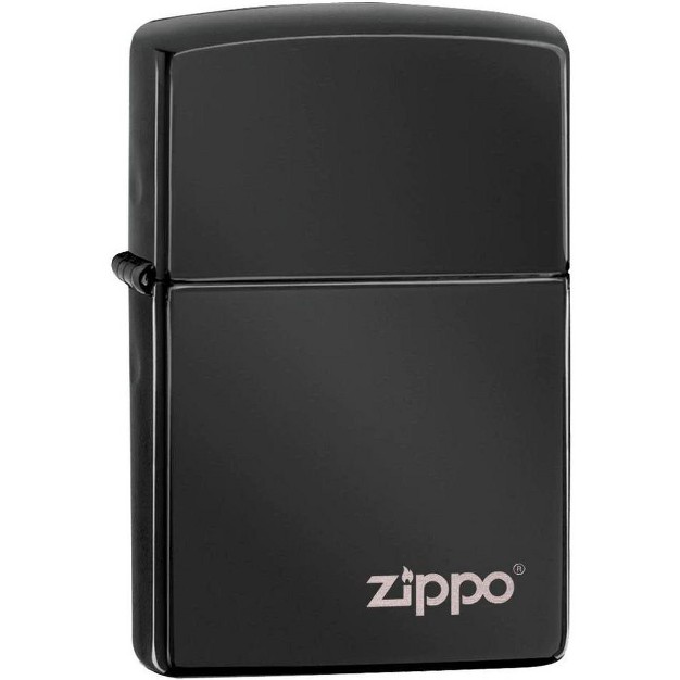 Zippo Classic High Polish Black Zippo Logo Windproof Lighter