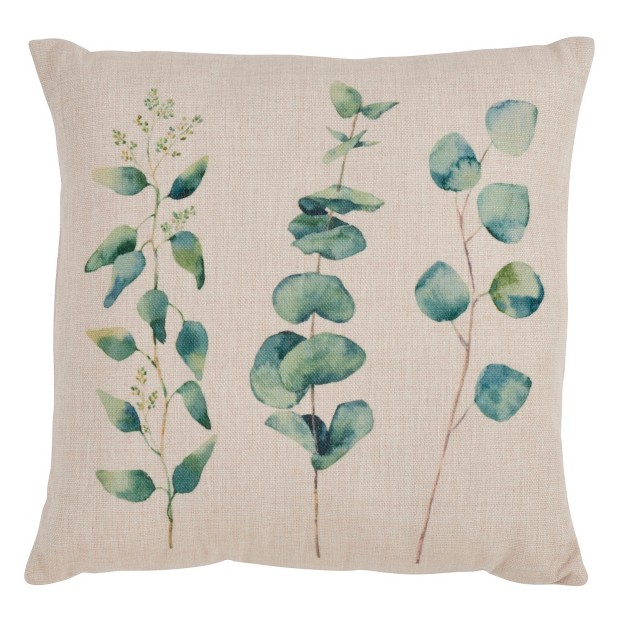 Saro Lifestyle Eucalyptus Print Throw Pillow