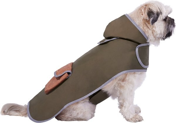 Frisco Olive Reversible Packable Dog Raincoat