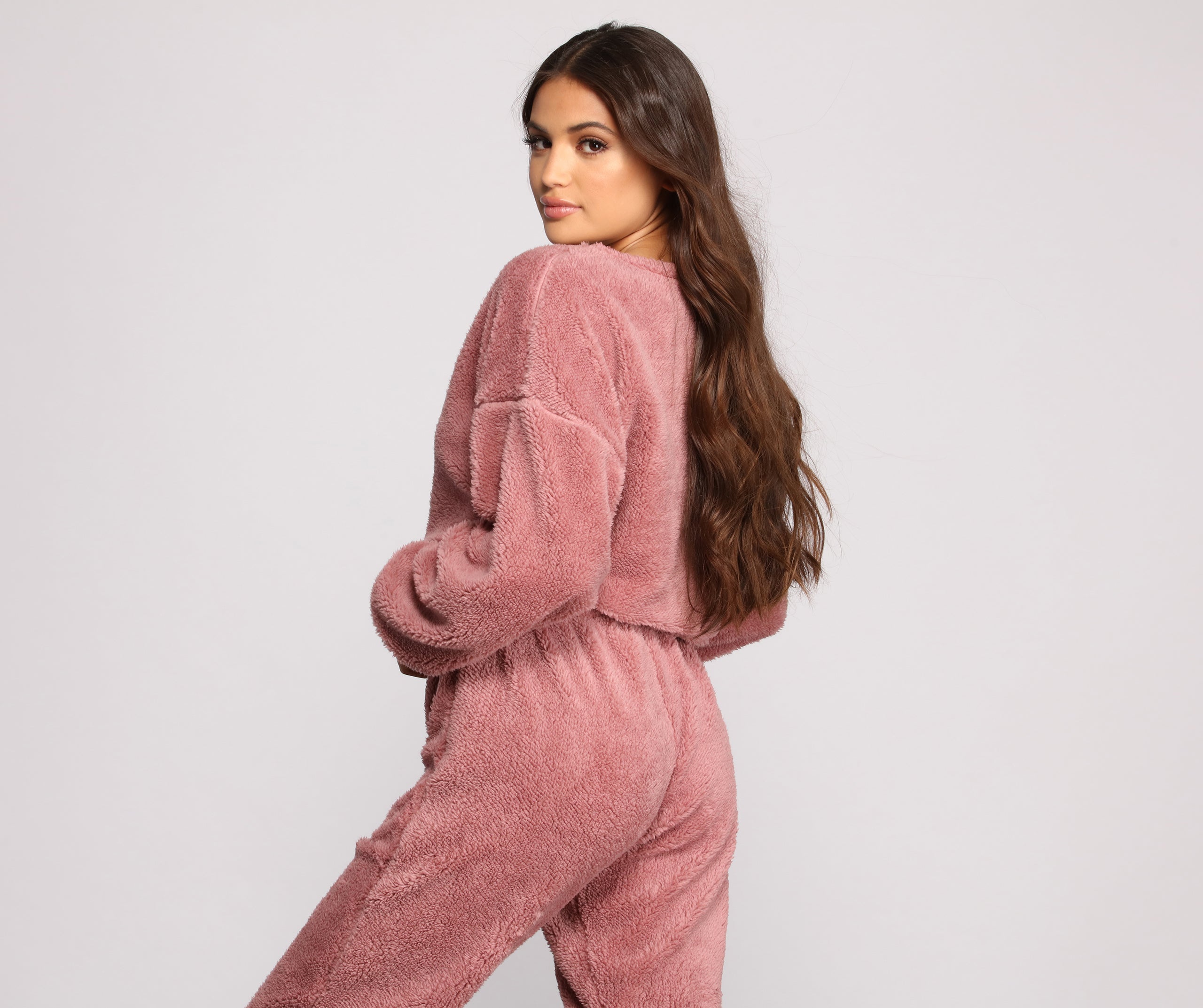 Cozy Cutie Sherpa Pajama Crop Top