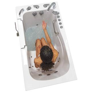 Ella Monaco Acrylic 52 in. Walk-In Whirlpool and Air Bath in White Heated Seat Fast Fill Faucet Set Left 2 in. Dual Drain OA3252DH-HB-L