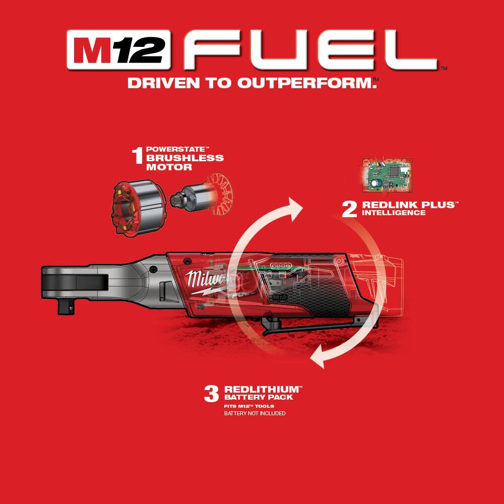 Milwaukee M12 FUEL Ratchet (Tool Only) 2557-20 from Milwaukee