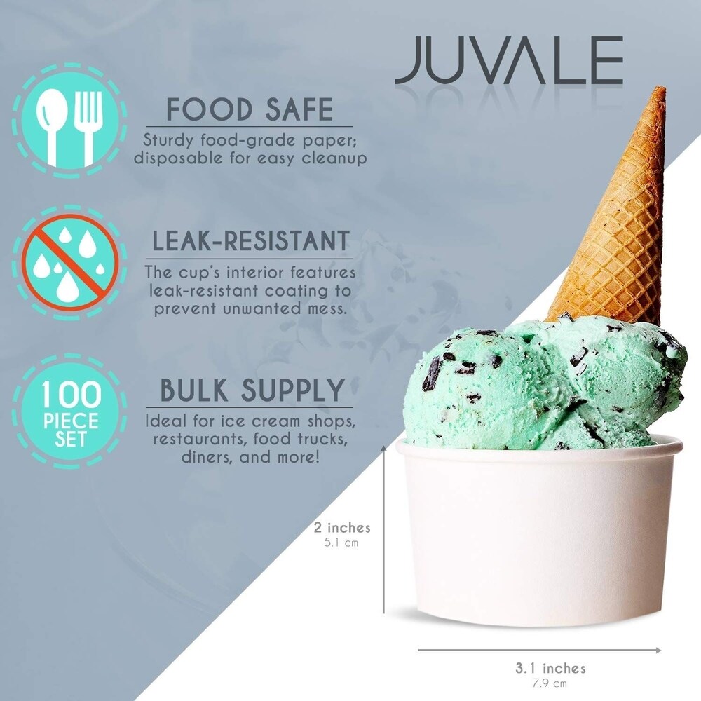 Juvale Ice Cream Sundae Cups   100 Pack Disposable Paper Frozen Dessert Bowls