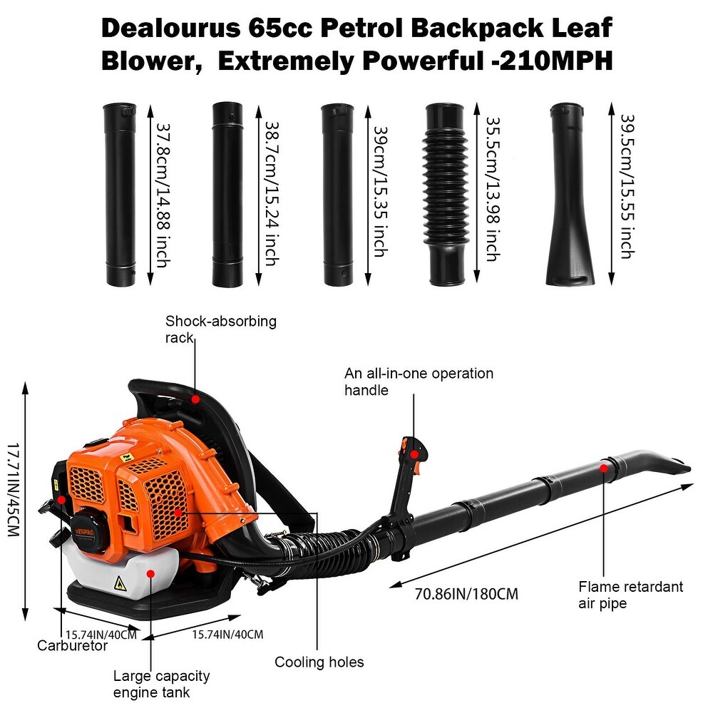 Backpack Leaf Blower 63CC 2 Stroke Gasoline Blower EPA Compliant   17.71x17.71x17.71in