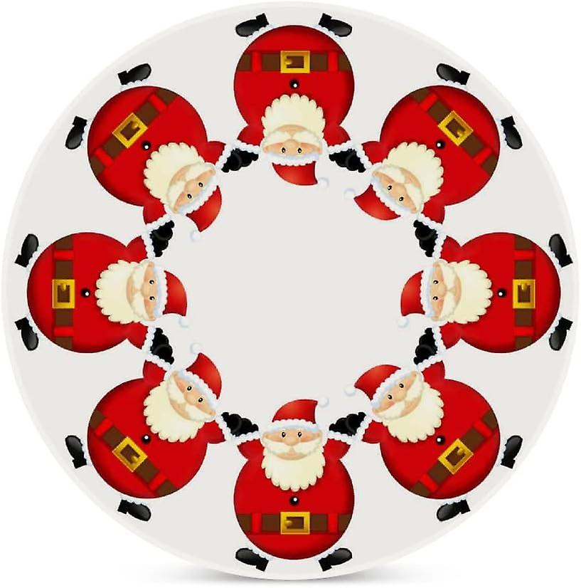 2pcs Round Christmas Santa Claus Ceramic Coasters With Cork-backed For Coffee Drink Cup Mat Absorbent Stone Coasters