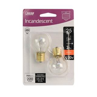 Feit Electric 25-Watt Soft White (2700K) S11 Intermediate E17 Base Dimmable Incandescent Light Bulb (2-Pack) BP25S11N2HDRP