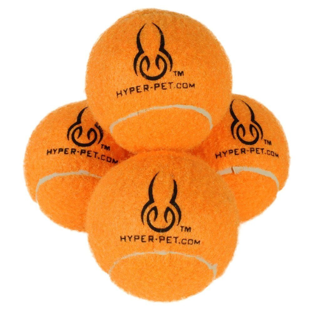 Hyper Pet Tennis Balls， Dog Fetch Toys， Grade A Rubber Ball， Orange， 4 Count